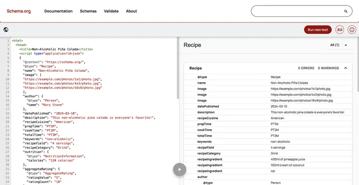 Schema Markup Validator from Schema.org